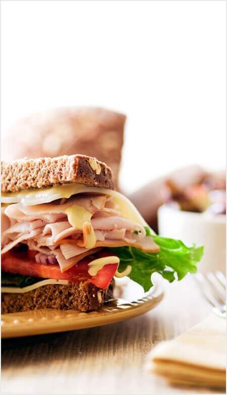 Ham sandwich on a plate