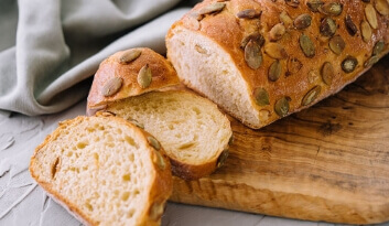 Homemade bread on cutting board