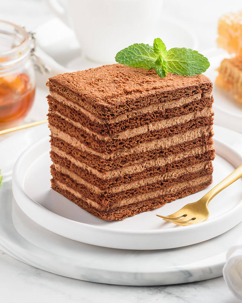 Baked dessert on a plate with fork